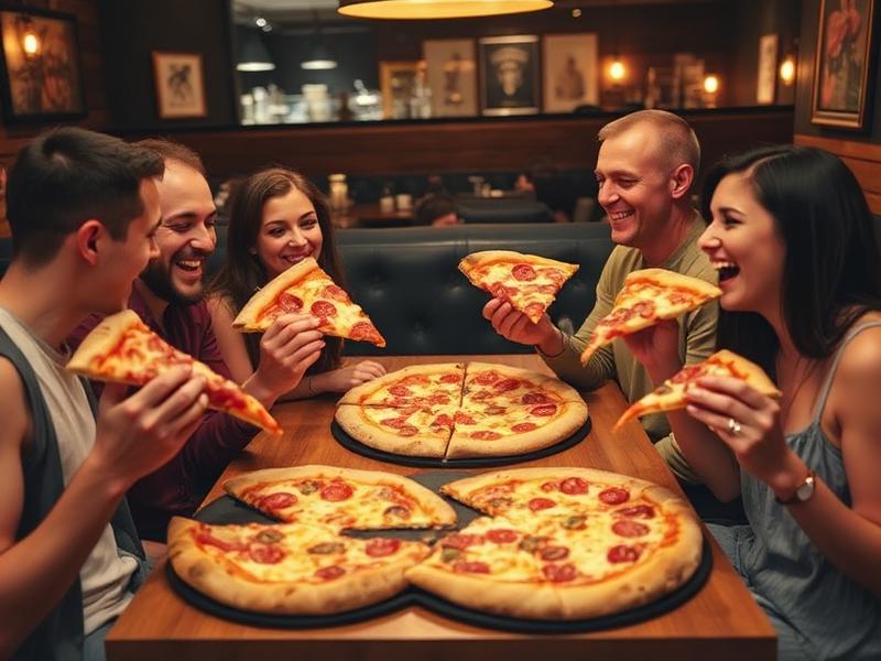 Friends enjoying pizza